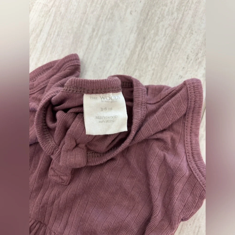 The Woods Kate Quinn Baby Girl Purple Romper Dress One Piece Size 3-6 Months Rib